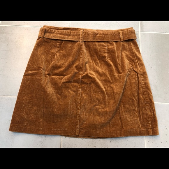 Brown Corduroy Mini Skirt with Asymmetrical zipper - Picture 2 of 3